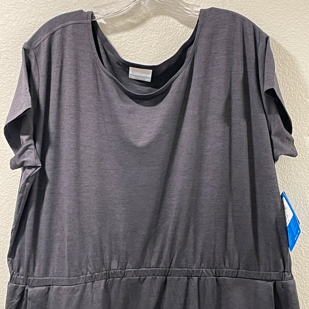 NWT COLUMBIA "Pacific Haze" Elastic Drop Waist Jersey Dress Dark Gray Women 2X - Picture 5 of 11